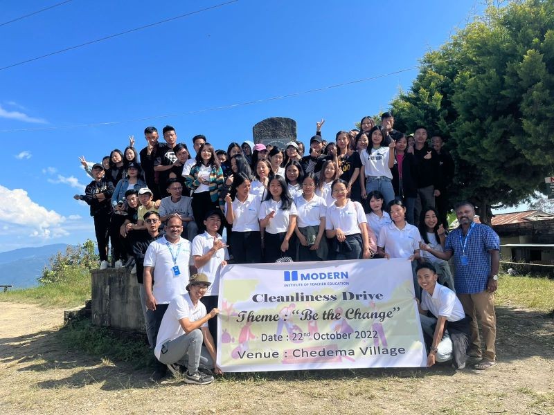 MITE Kohima Student-Teachers during their outreach activity campaign in Chedema village on October 22. (Photo Courtesy: MITE)  